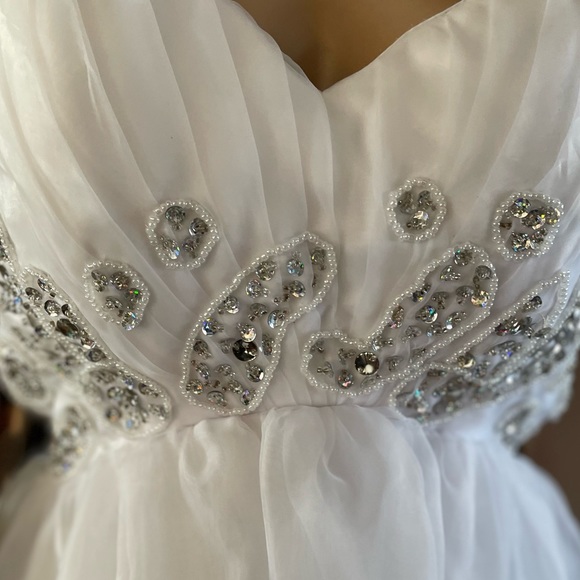 Grace Karin White Sleeveless Rhinestone and Embellished Fit & Flare Dress Size 4 - Picture 15 of 15